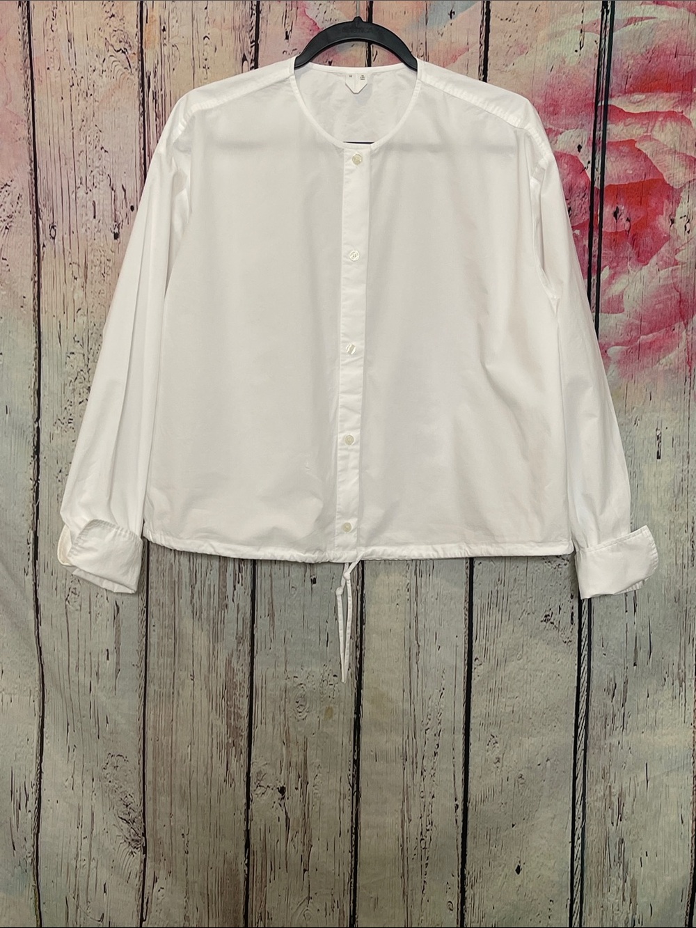 Arket White Button-Front Drawstring Hem Blouse 38 EU/ 8 US